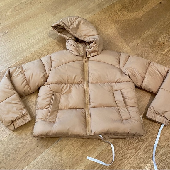 Missguided Jackets \u0026 Coats | Missguided Stone Padded Hooded Puffer Coat Jacket in Tan Caramel Color Size US2 | Color: Tan | Size: 2 | Dressedinpeace's